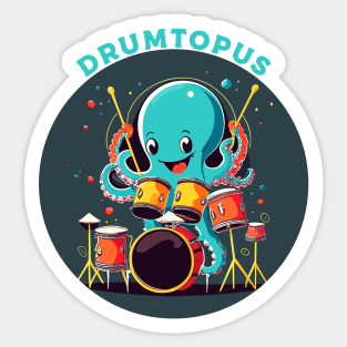 Drumming Octopus - drumtopuss Sticker